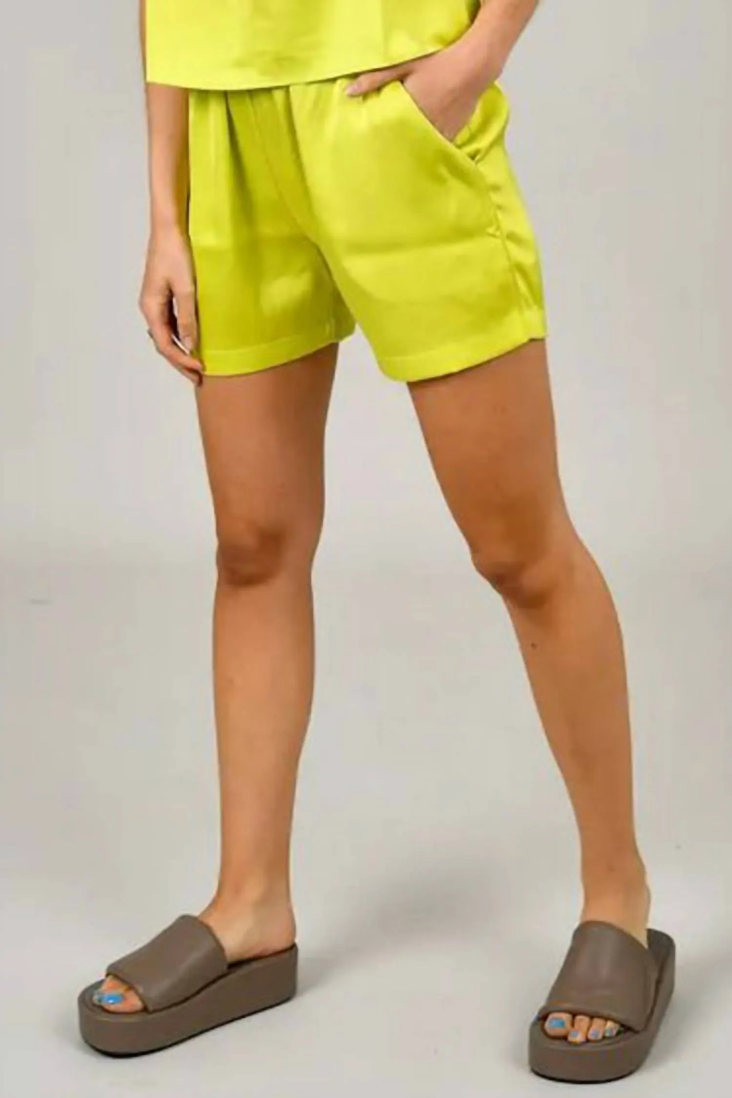 Satin Short In Sunnny Lime