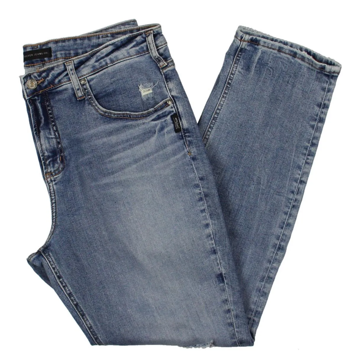 Silver Jeans Co. Womens Beau Girlfriend Fit Mid Rise Straight Leg Jeans