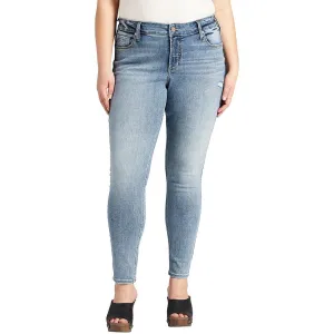 Silver Jeans Co. Womens Elyse Mid-Rise Distressed Skinny Jeans