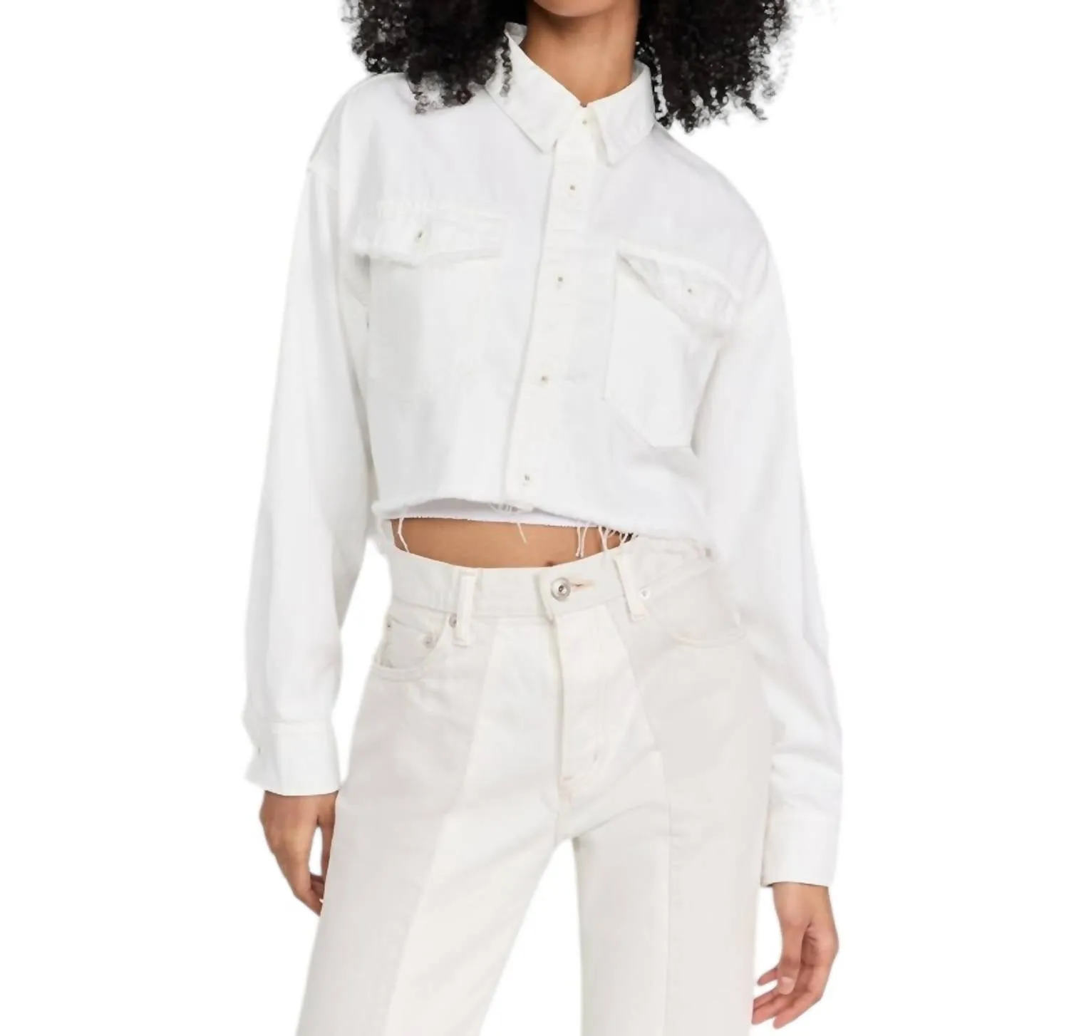 Southfork Cropped Shirt In White