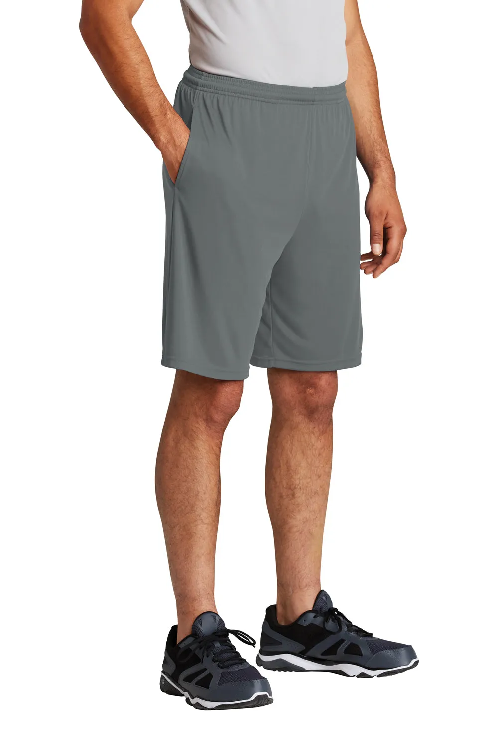 Sport-Tek Mens Competitor Moisture Wicking Shorts w/ Pockets - Iron Grey