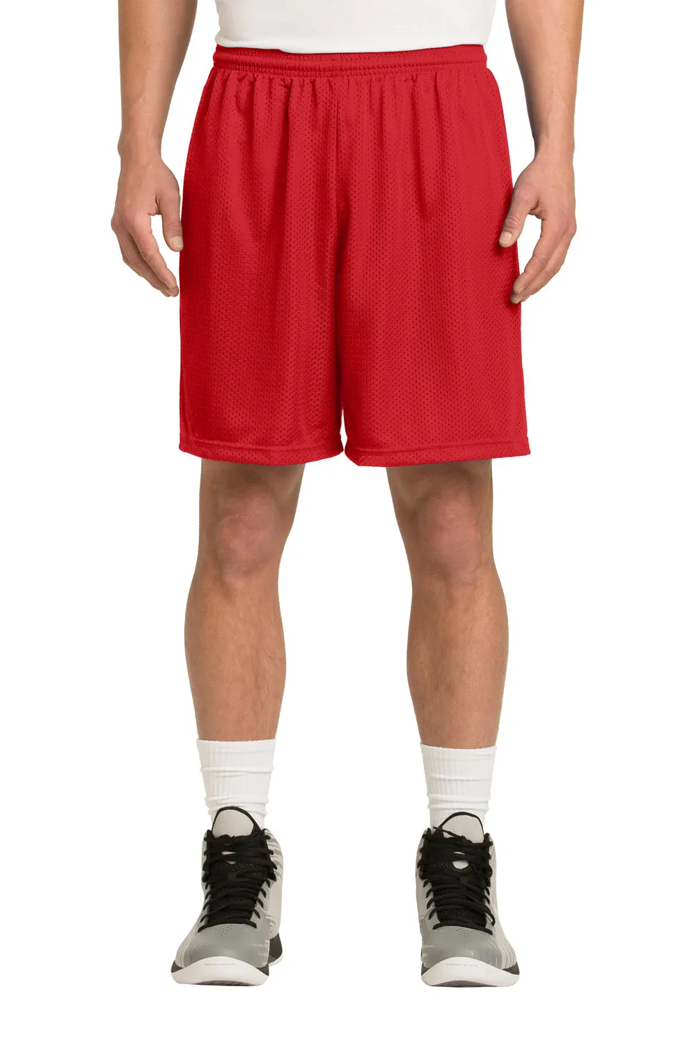 Sport-Tek Mens Moisture Wicking Classic Mesh Shorts - True Red - Closeout