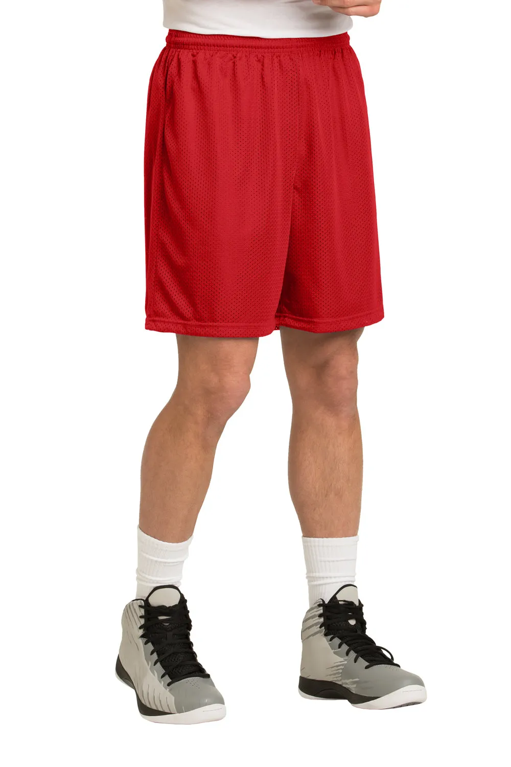 Sport-Tek Mens Moisture Wicking Classic Mesh Shorts - True Red - Closeout