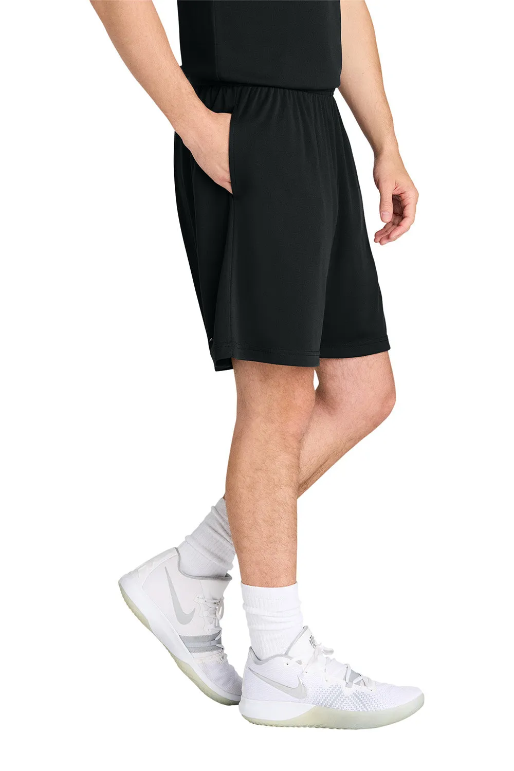 Sport-Tek Mens Moisture Wicking Competitor Athletic Shorts w/ Pockets - Black