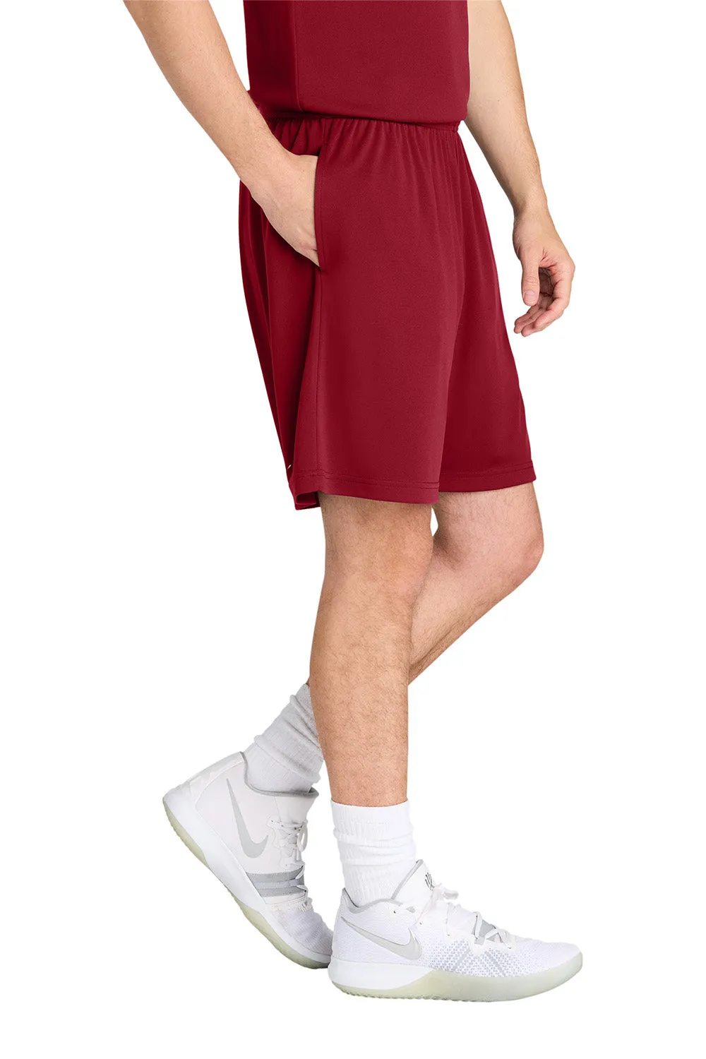 Sport-Tek Mens Moisture Wicking Competitor Athletic Shorts w/ Pockets - Deep Red