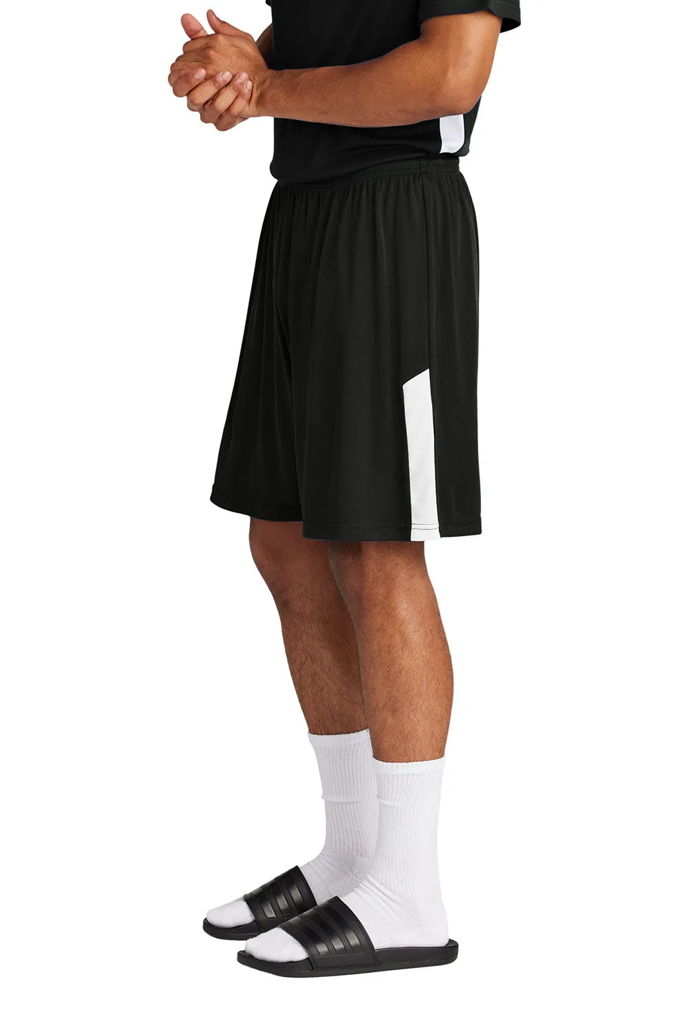 Sport-Tek Mens Moisture Wicking Competitor United Athletic Shorts - Black/White