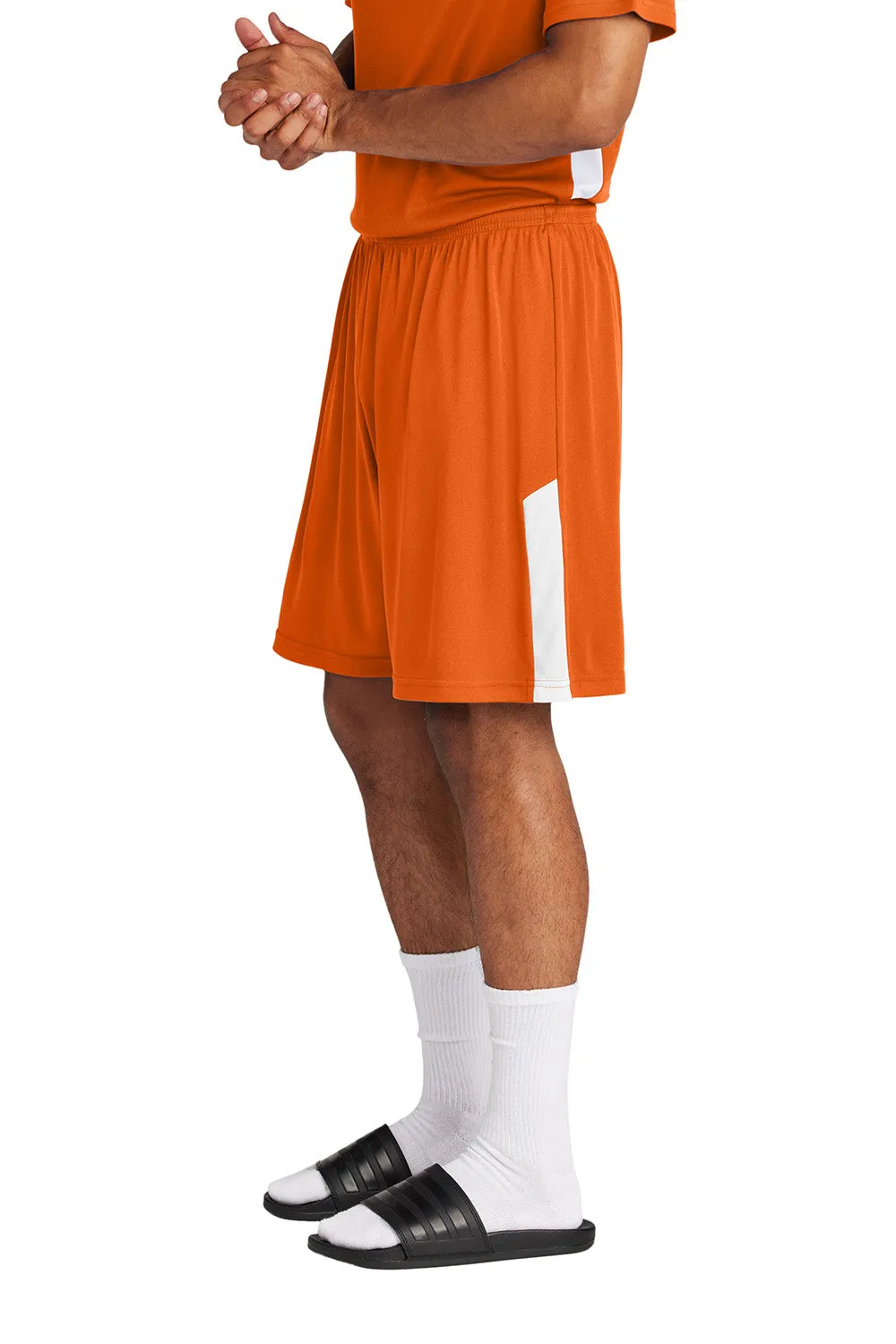 Sport-Tek Mens Moisture Wicking Competitor United Athletic Shorts - Deep Orange/White