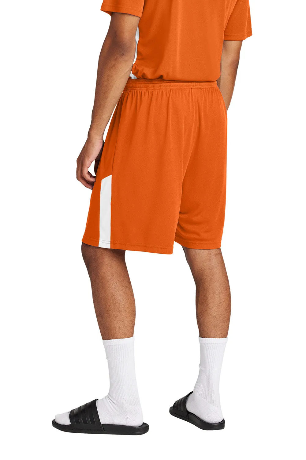 Sport-Tek Mens Moisture Wicking Competitor United Athletic Shorts - Deep Orange/White