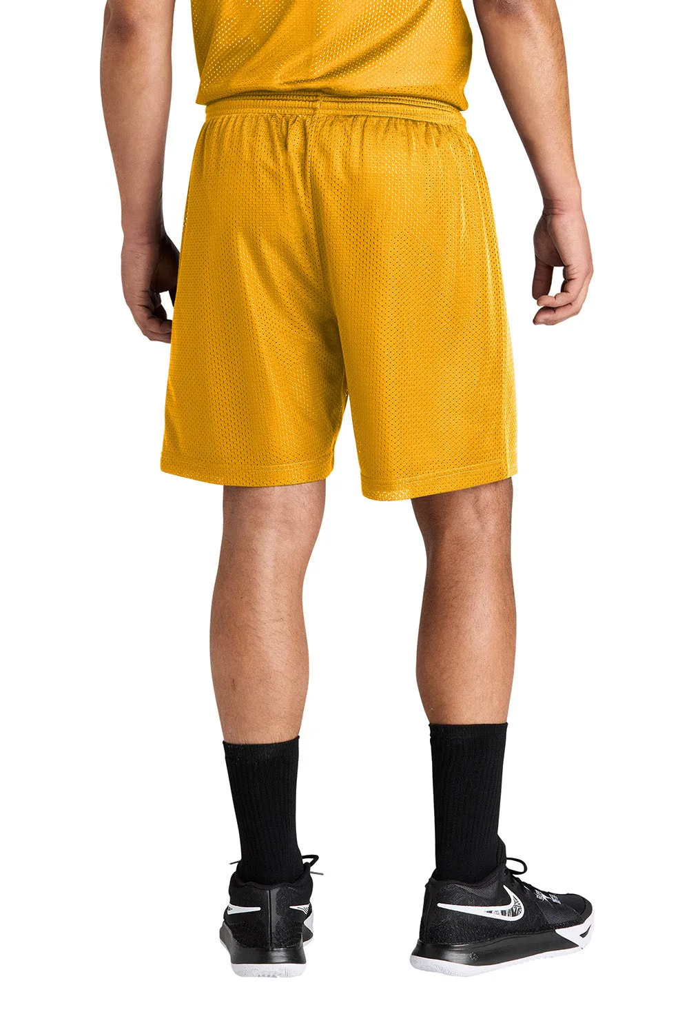Sport-Tek Mens Moisture Wicking Mesh Athletic Shorts - Gold