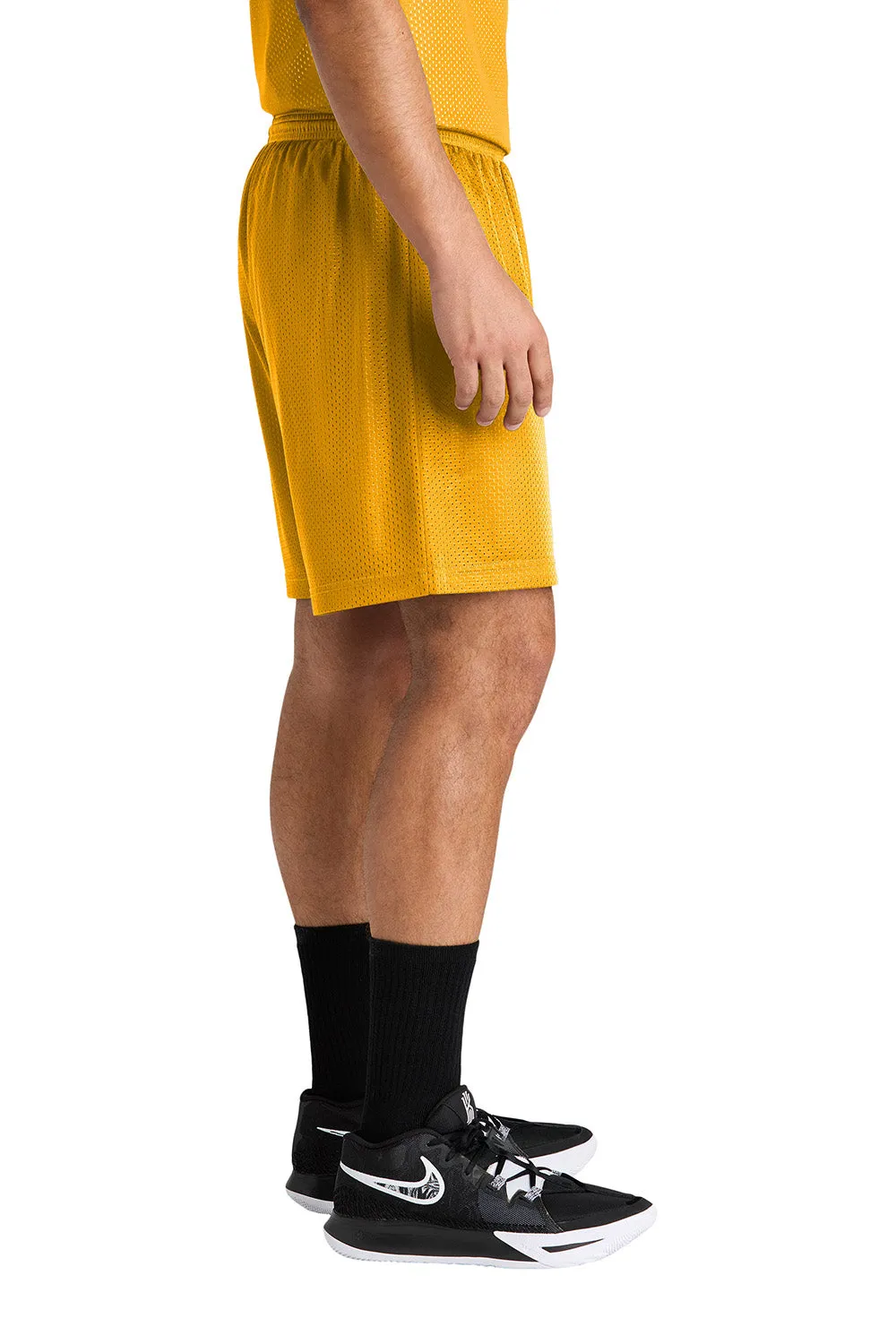 Sport-Tek Mens Moisture Wicking Mesh Athletic Shorts - Gold