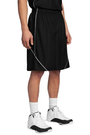 Sport-Tek Mens Moisture Wicking Mesh Reversible Spliced Shorts - Black - Closeout
