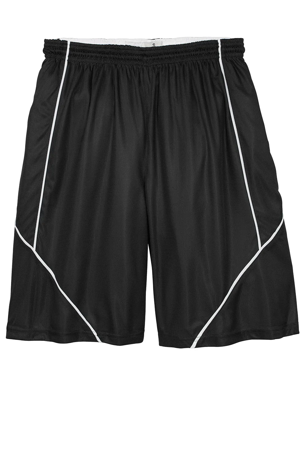 Sport-Tek Mens Moisture Wicking Mesh Reversible Spliced Shorts - Black - Closeout
