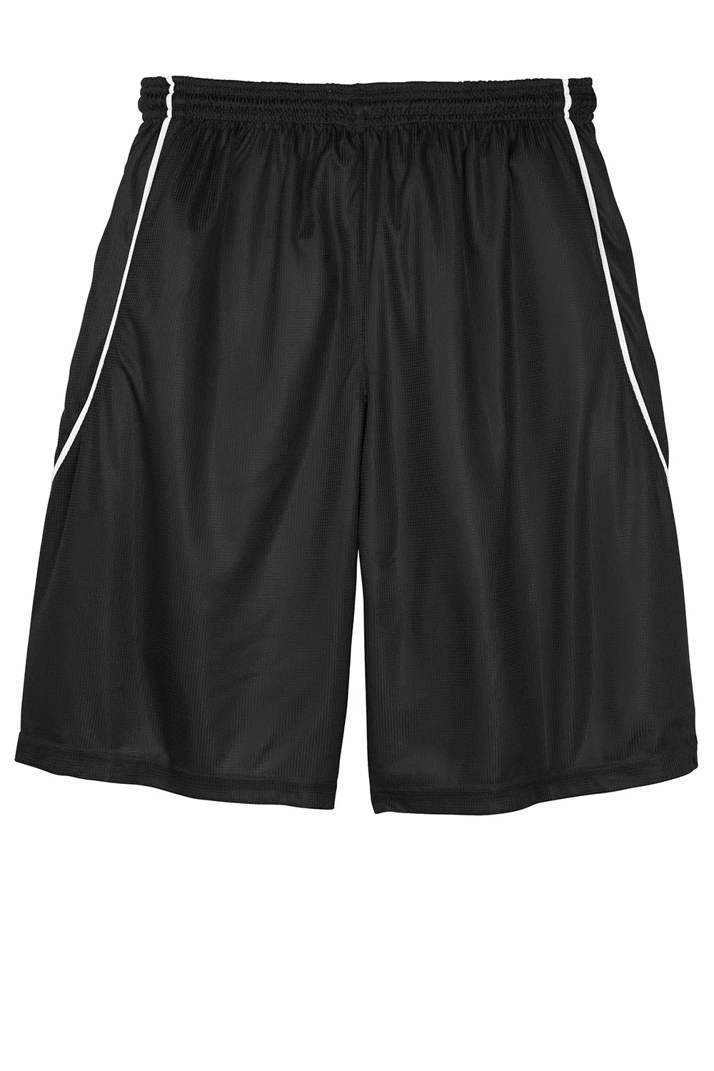 Sport-Tek Mens Moisture Wicking Mesh Reversible Spliced Shorts - Black - Closeout