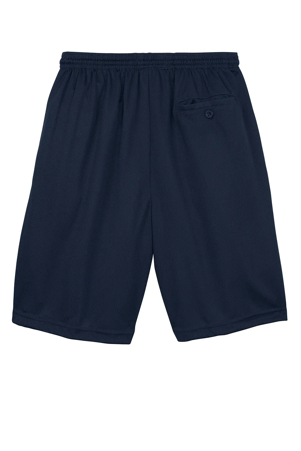 Sport-Tek Mens Moisture Wicking Tough Mesh Shorts w/ Pockets - True Navy Blue