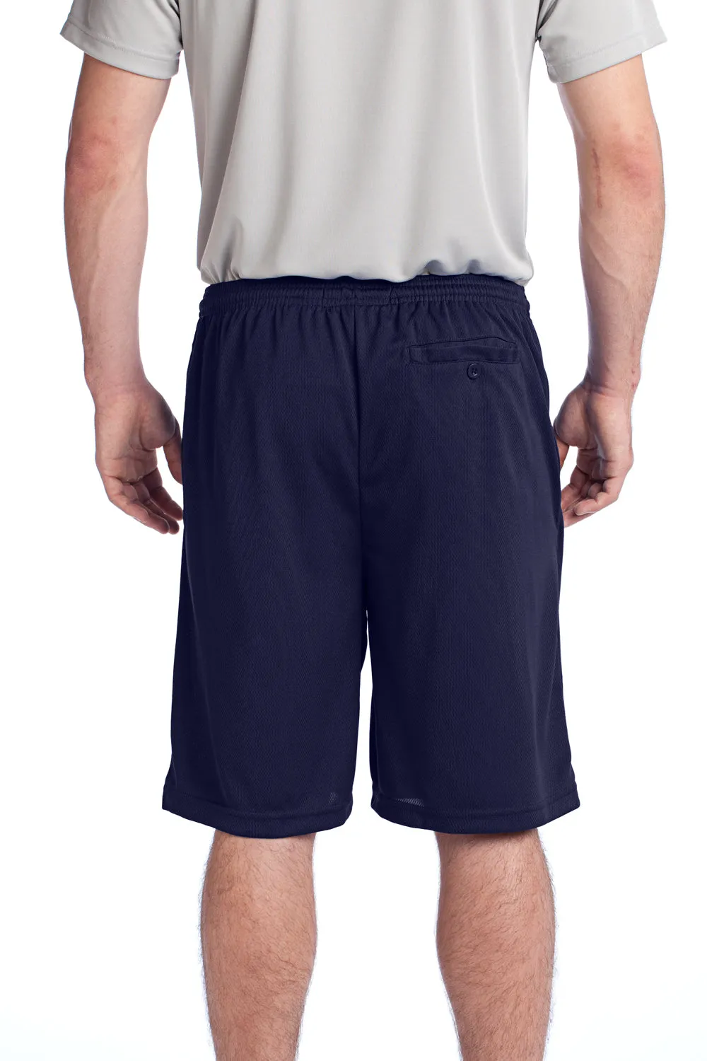 Sport-Tek Mens Moisture Wicking Tough Mesh Shorts w/ Pockets - True Navy Blue