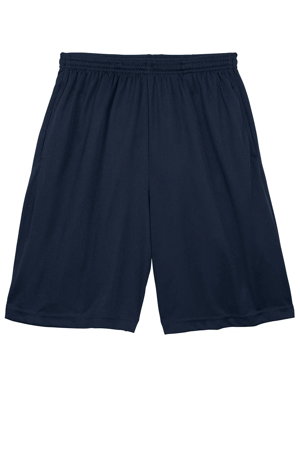 Sport-Tek Mens Moisture Wicking Tough Mesh Shorts w/ Pockets - True Navy Blue