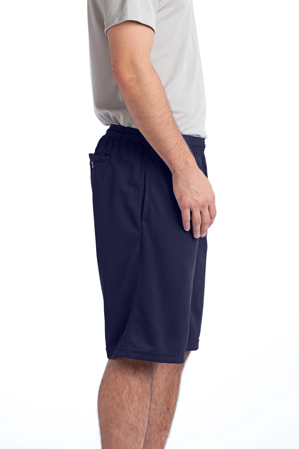 Sport-Tek Mens Moisture Wicking Tough Mesh Shorts w/ Pockets - True Navy Blue