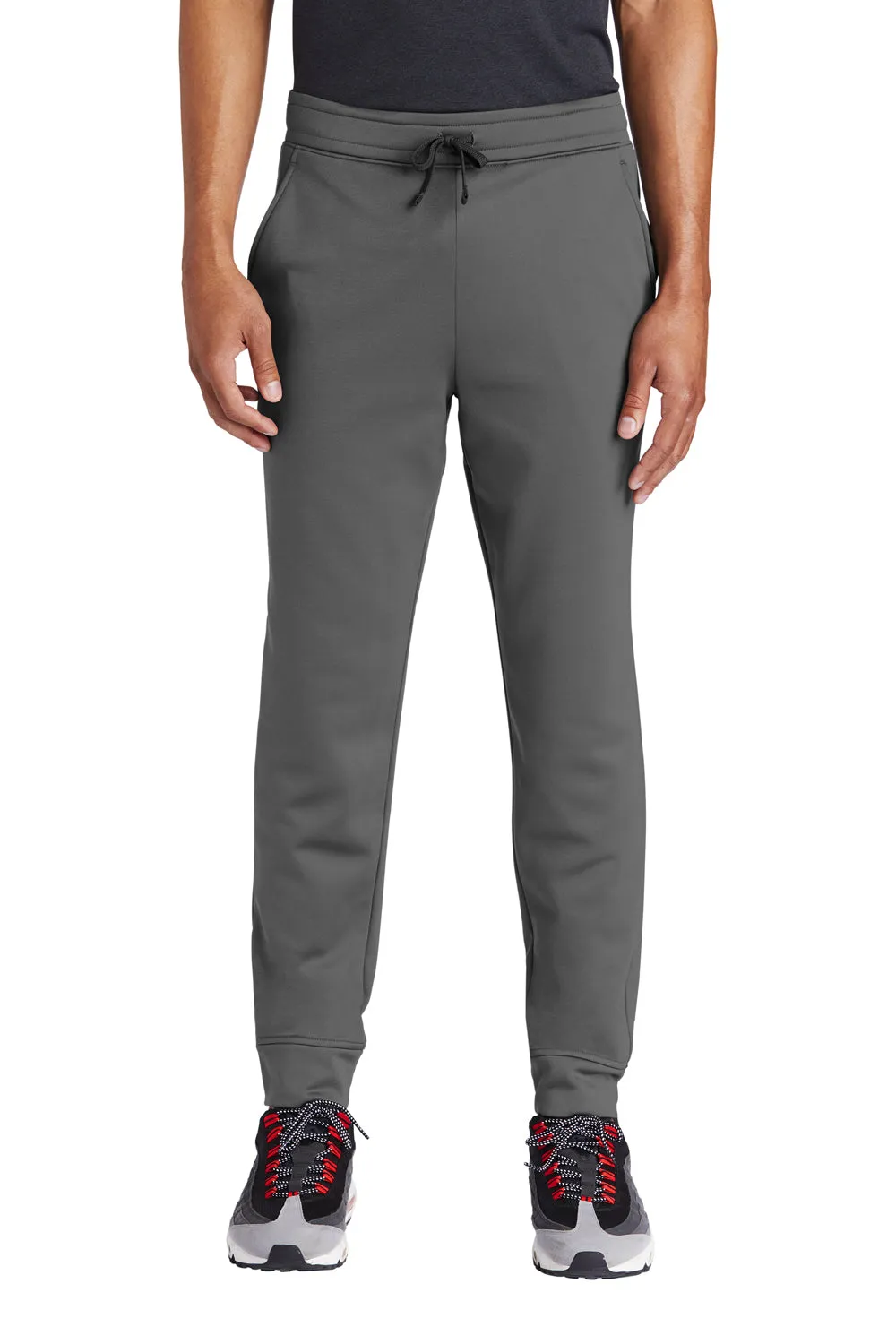 Sport-Tek Mens Sport Wick Moisture Wicking Fleece Jogger Sweatpants w/ Pockets - Dark Smoke Grey