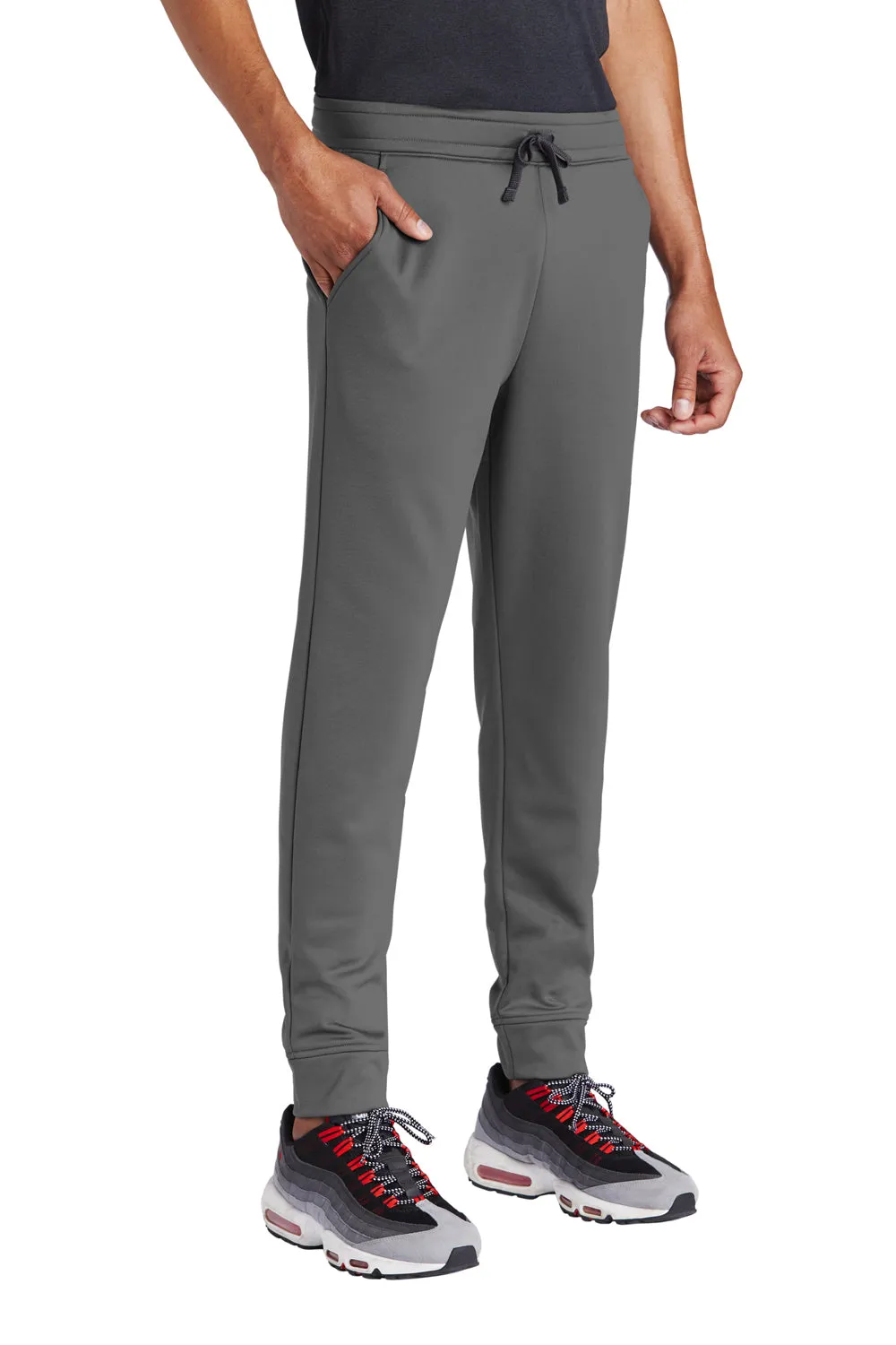 Sport-Tek Mens Sport Wick Moisture Wicking Fleece Jogger Sweatpants w/ Pockets - Dark Smoke Grey