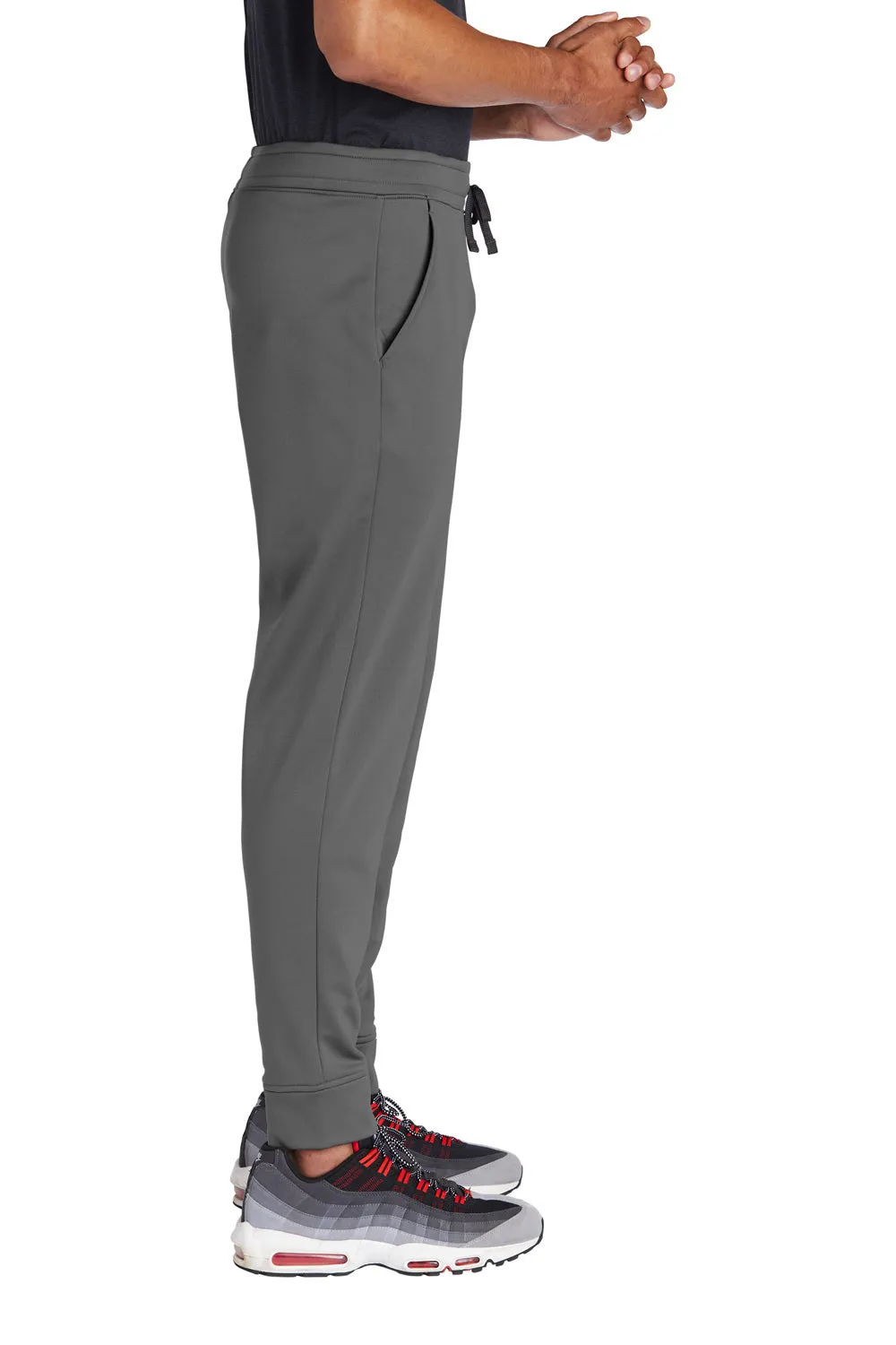 Sport-Tek Mens Sport Wick Moisture Wicking Fleece Jogger Sweatpants w/ Pockets - Dark Smoke Grey
