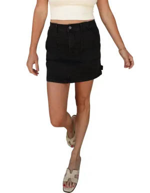 Stretch Denim High-Waisted Skirt In Black