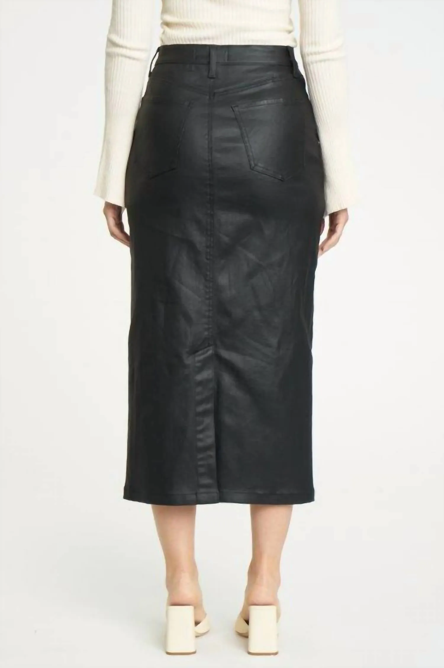 Sweet Heart Skirt In Coated Asphalt