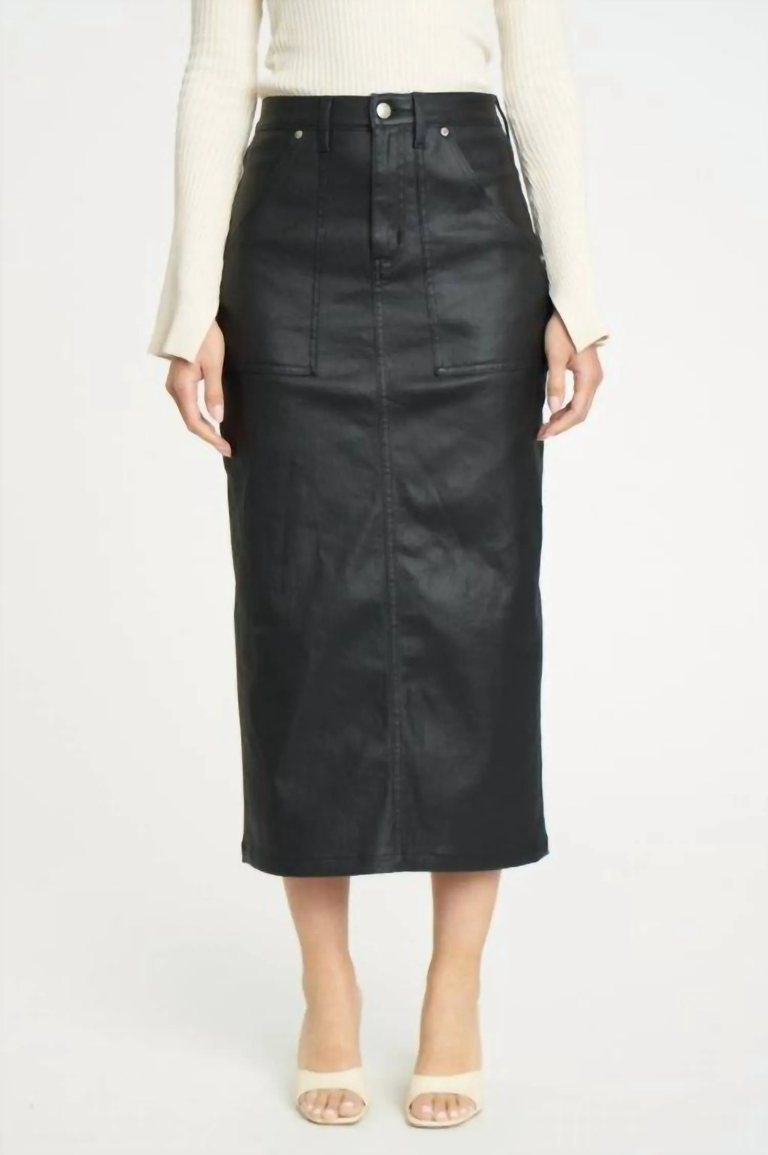 Sweet Heart Skirt In Coated Asphalt