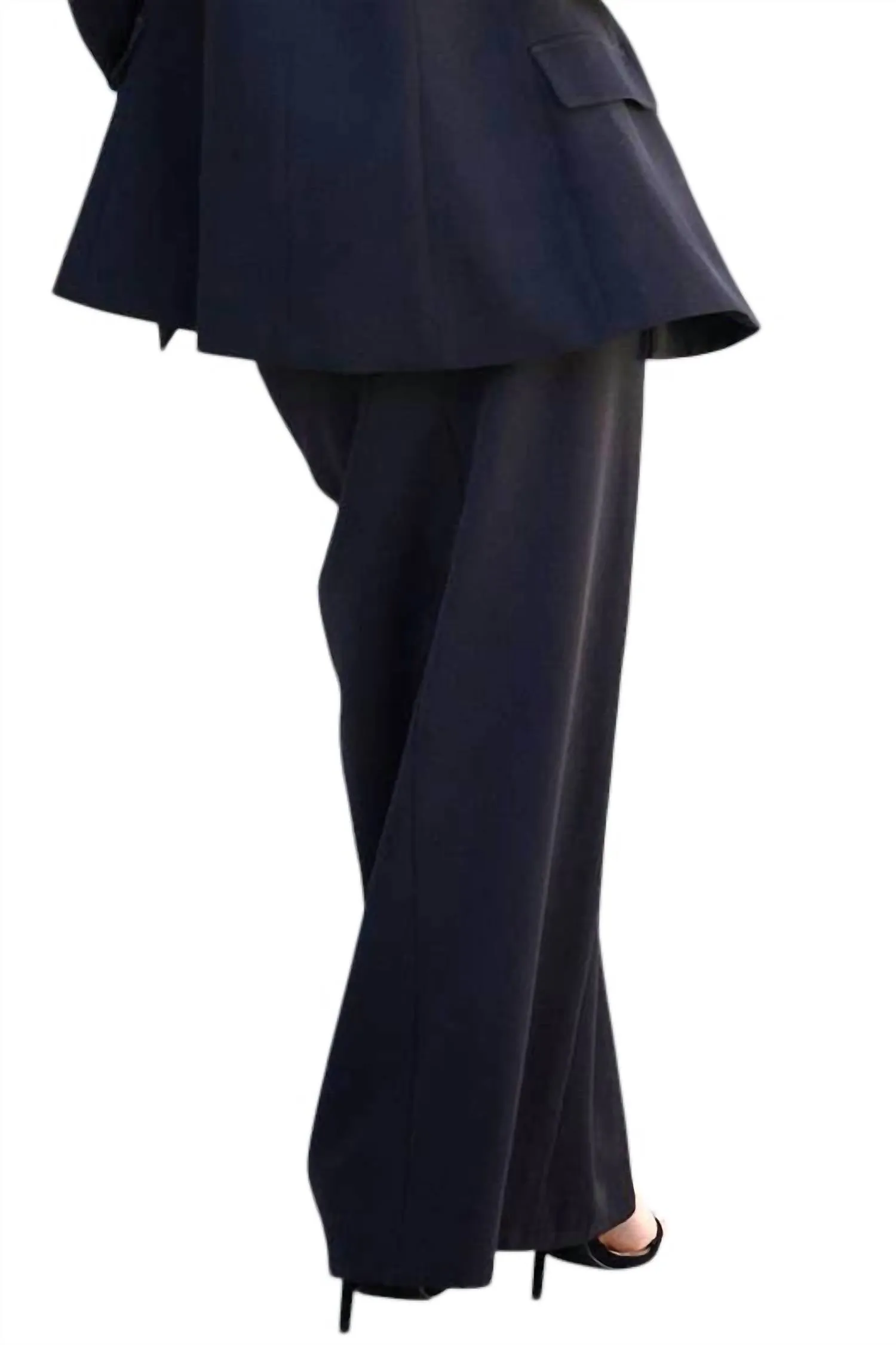 Tatiana Skirt With Denim Accents & High Slit In Black