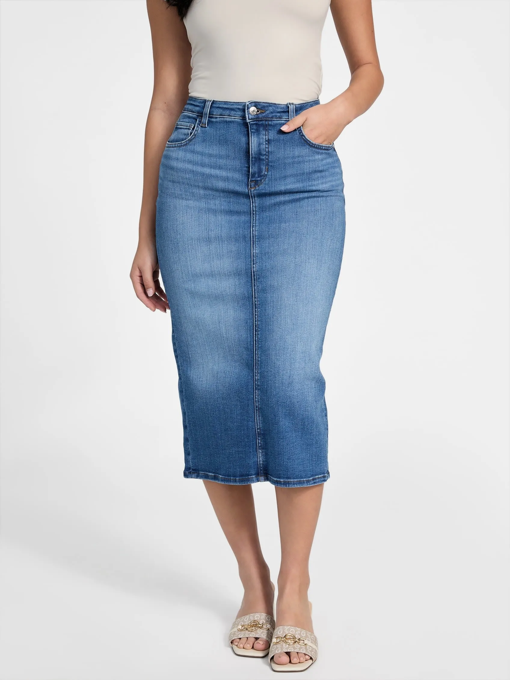 Tee Denim Midi Skirt