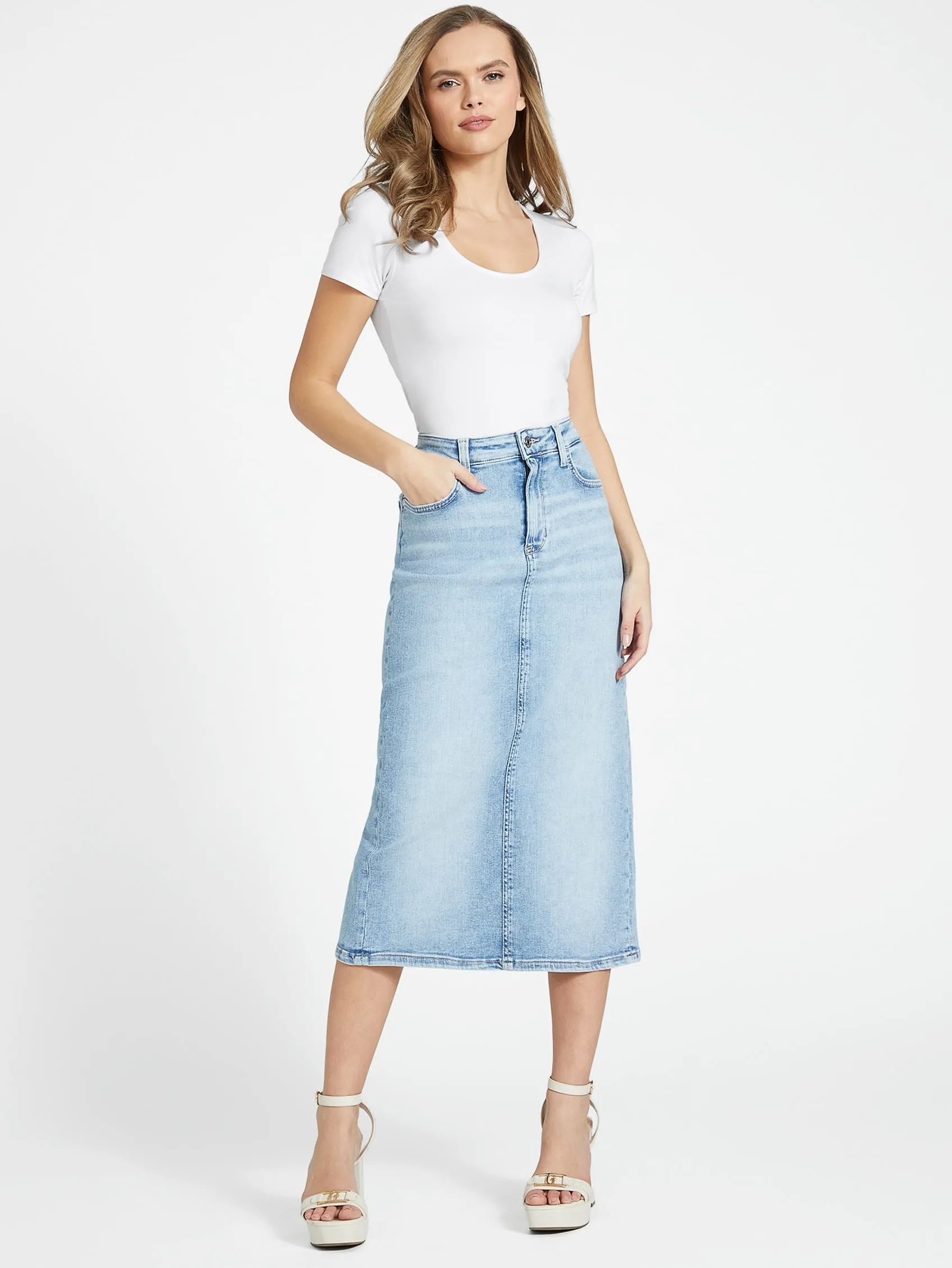 Tee Denim Midi Skirt