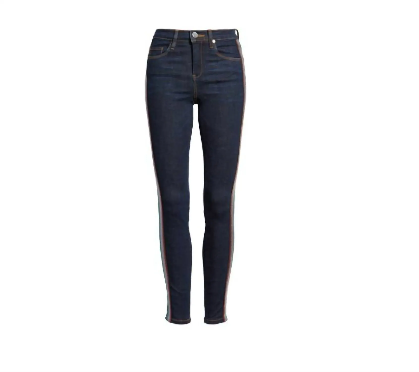 The Bond Metallic Glitter Side Stripe Skinny Jeans In Blue
