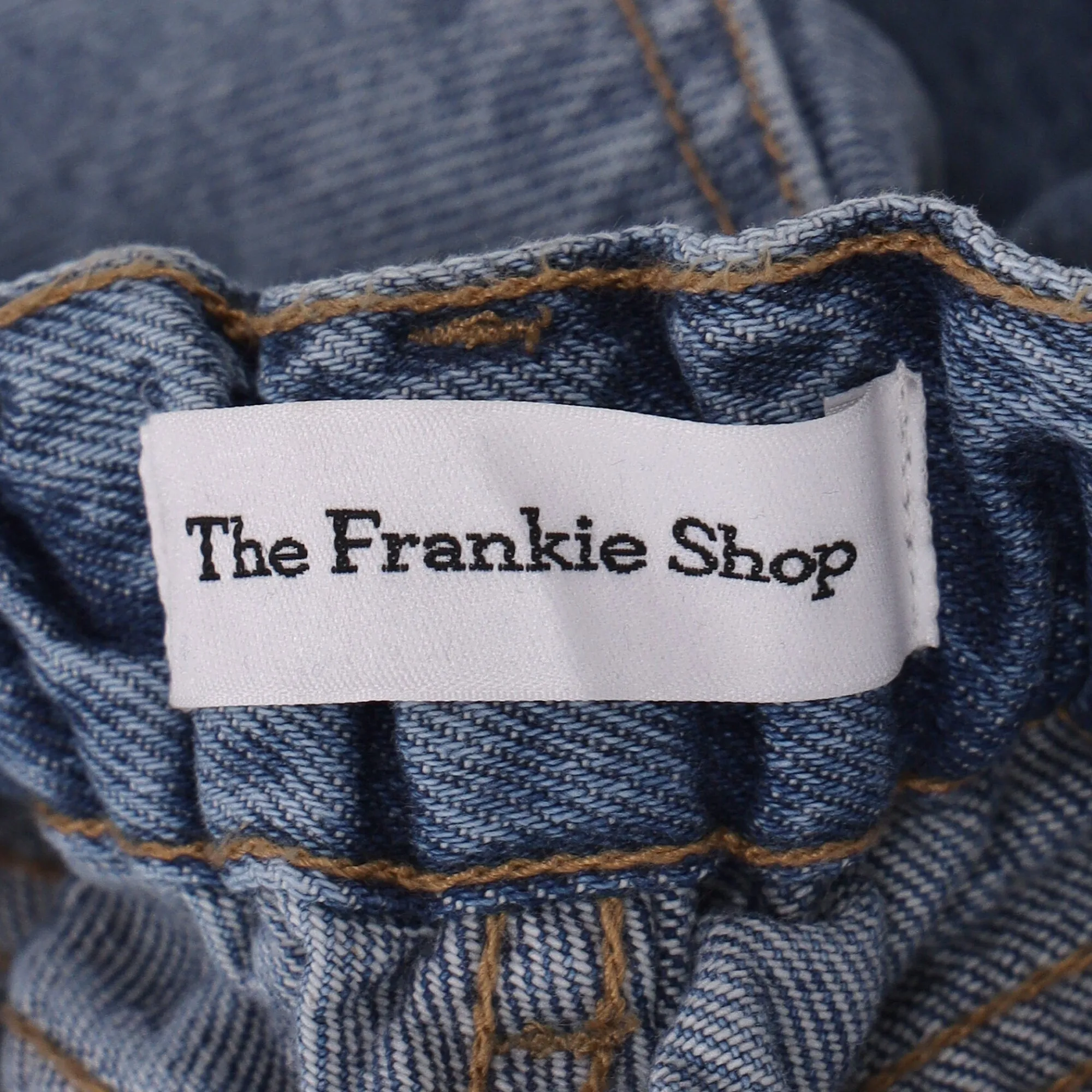 The Frankie Shop Wide Leg Jeans in Blue Cotton Denim