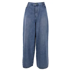 The Frankie Shop Wide Leg Jeans in Blue Cotton Denim