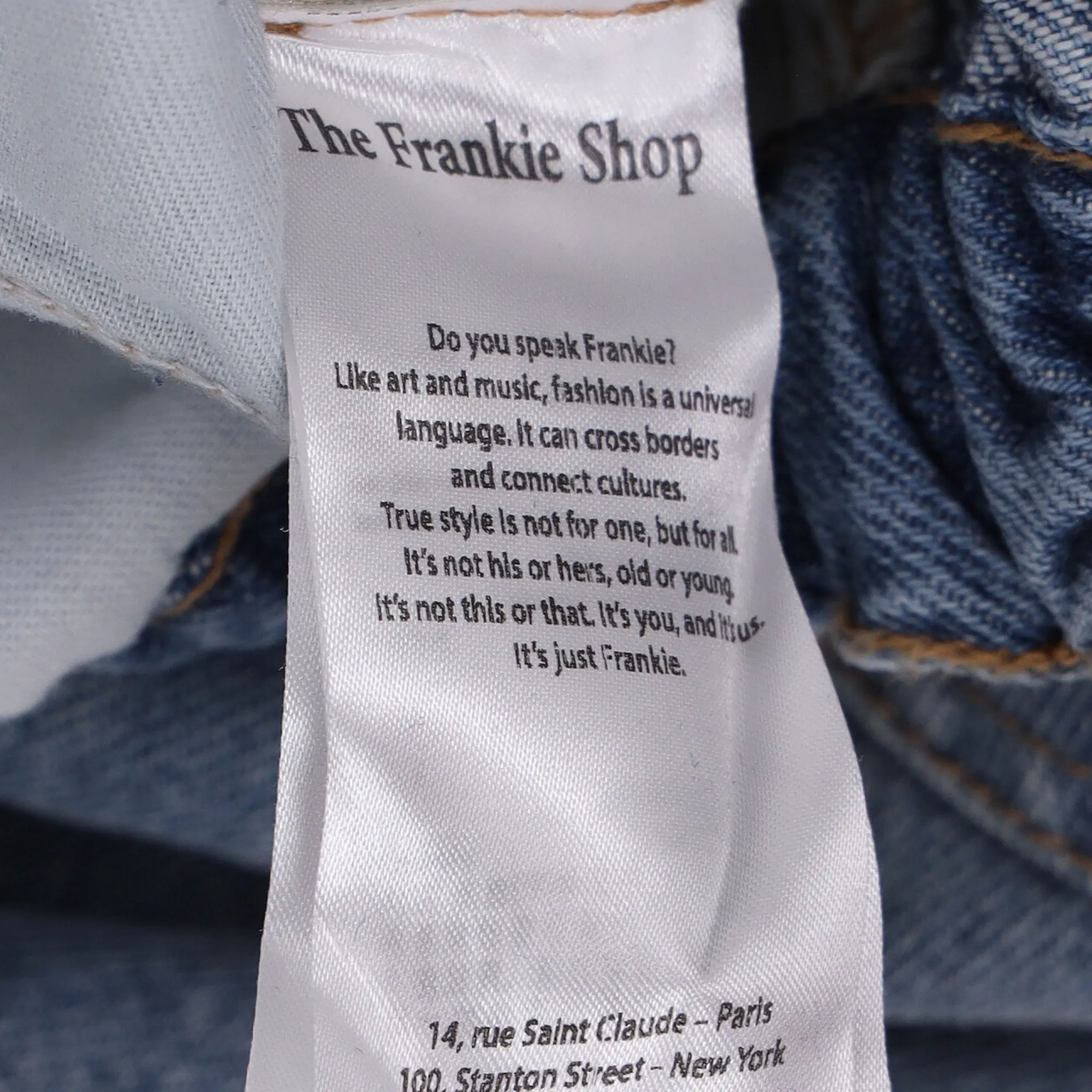 The Frankie Shop Wide Leg Jeans in Blue Cotton Denim