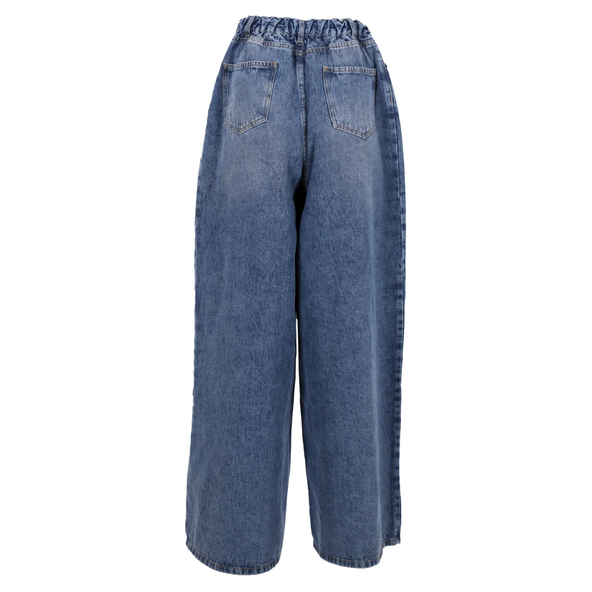 The Frankie Shop Wide Leg Jeans in Blue Cotton Denim