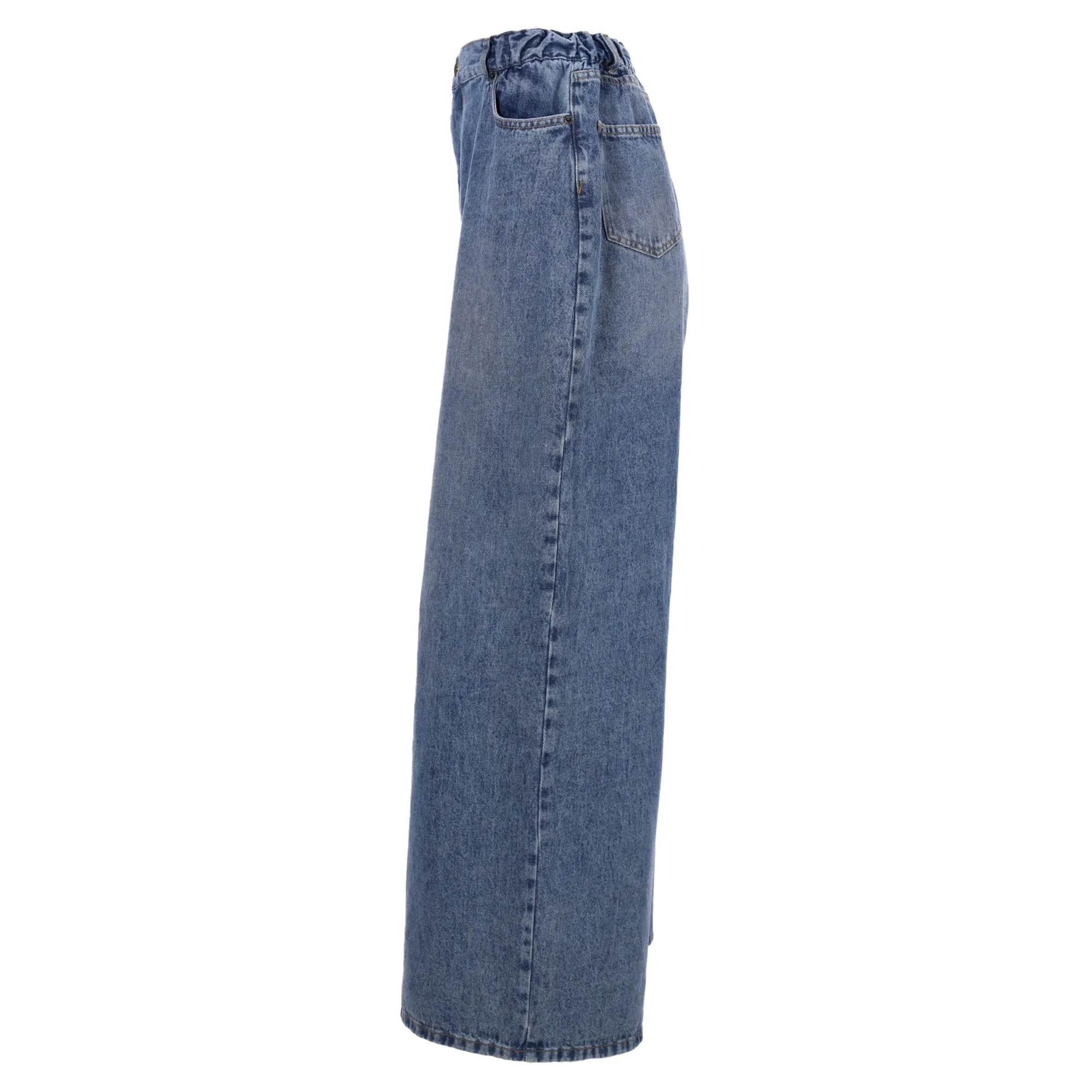 The Frankie Shop Wide Leg Jeans in Blue Cotton Denim