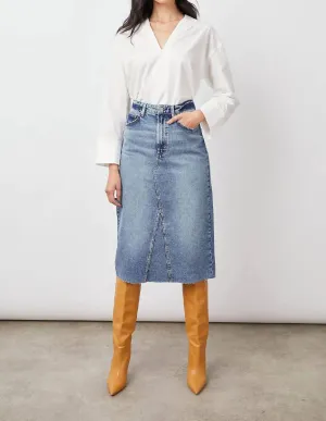 The Highland Midi Skirt In Vintage Denim