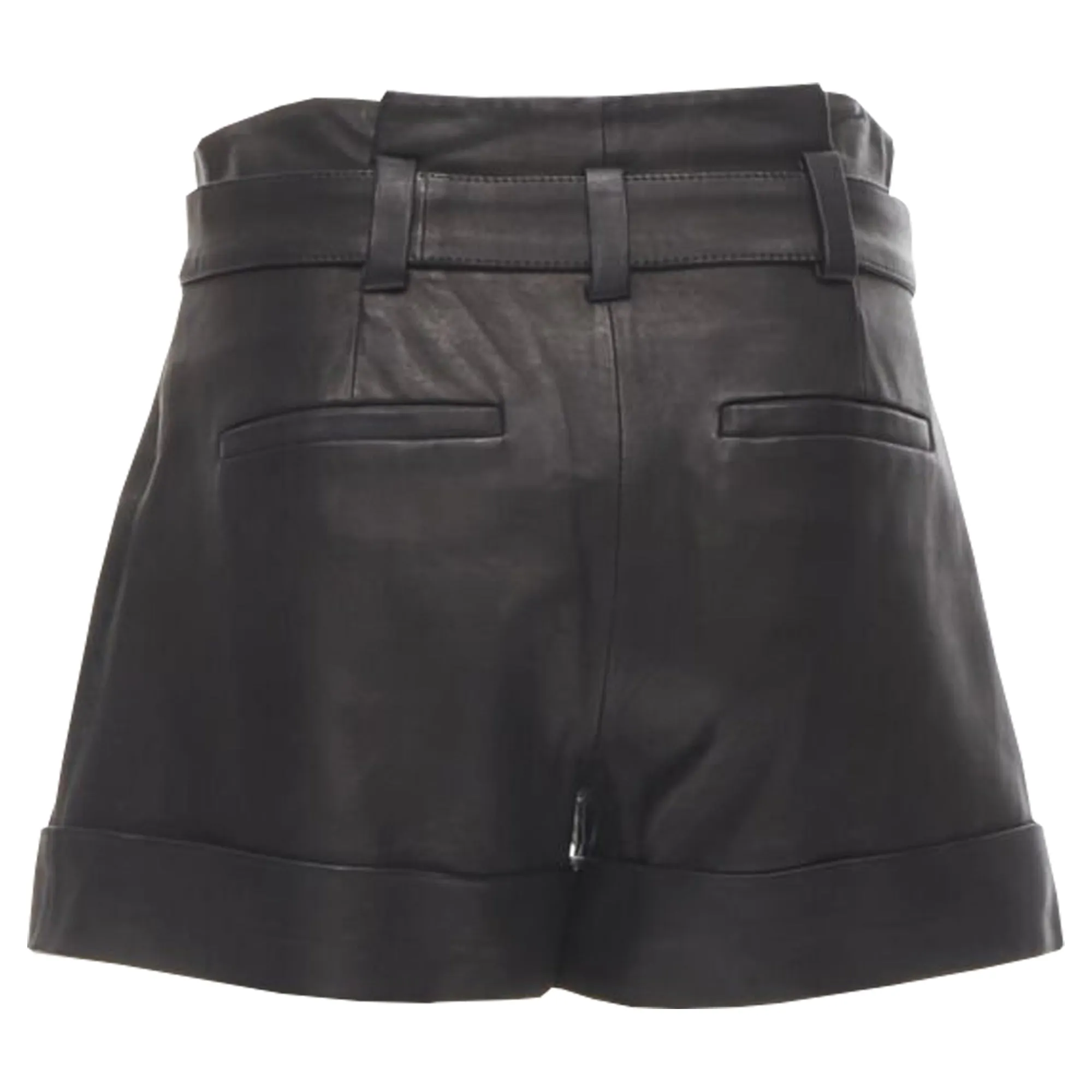 Theory leather belted paperbag cuffed shorts