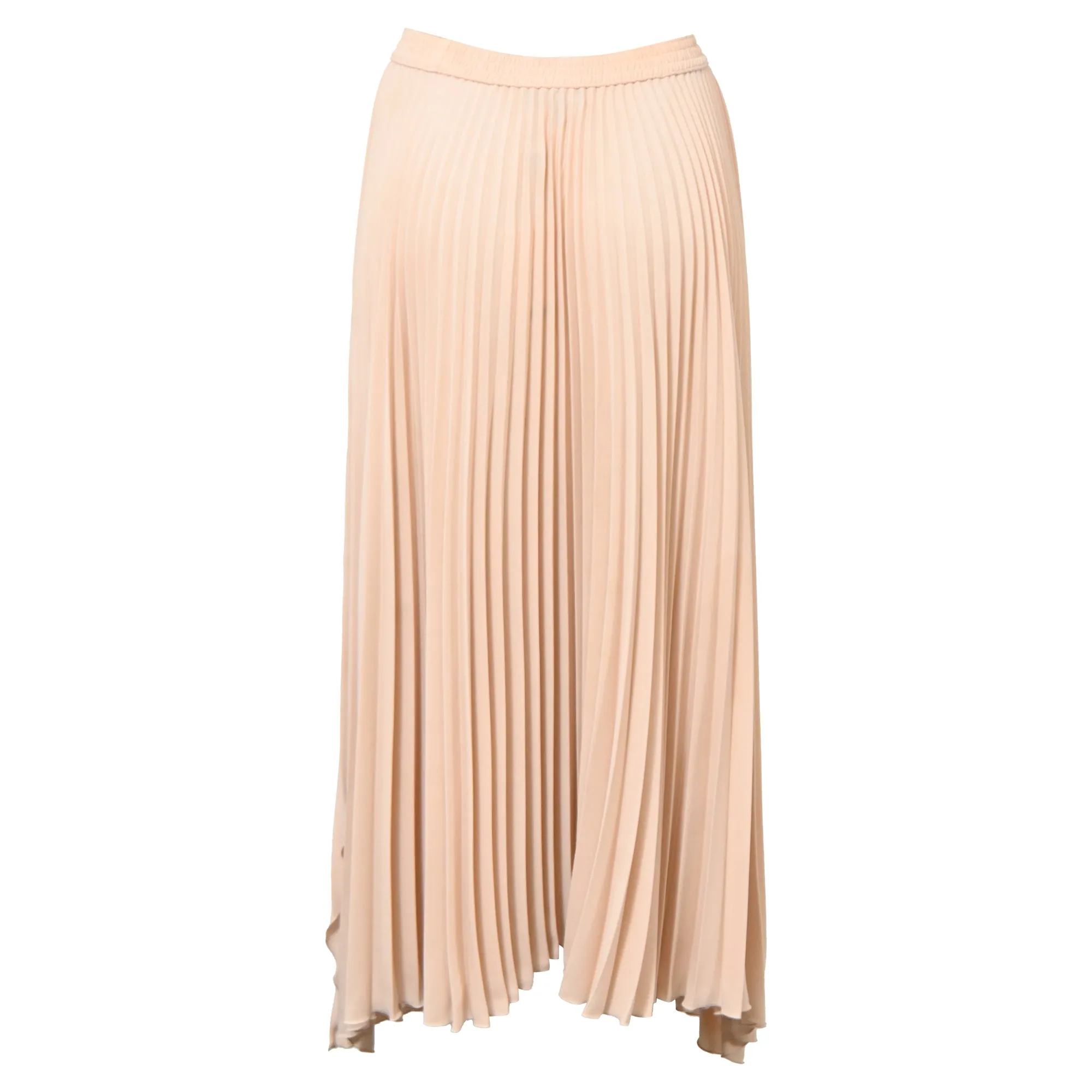 Theory Pleated Midi Skirt in Nude Viscose