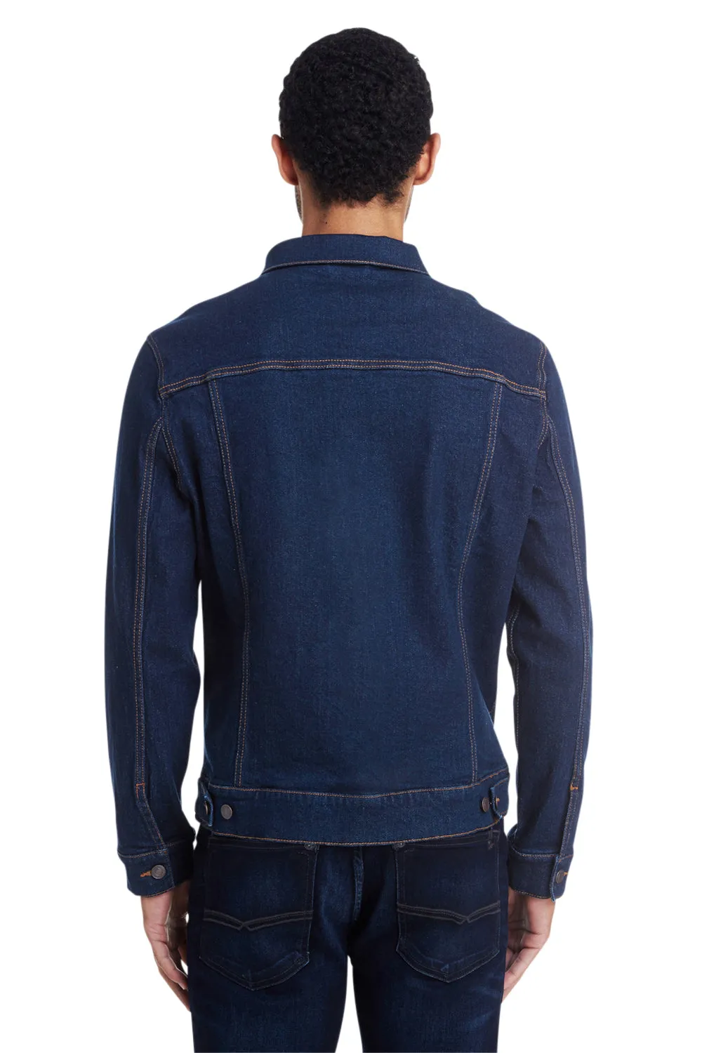 Threadfast Apparel Mens Button Down Denim Jacket - Dark Blue