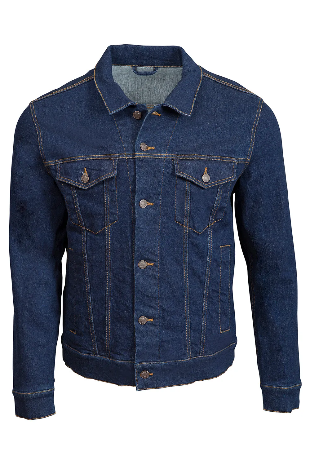 Threadfast Apparel Mens Button Down Denim Jacket - Dark Blue