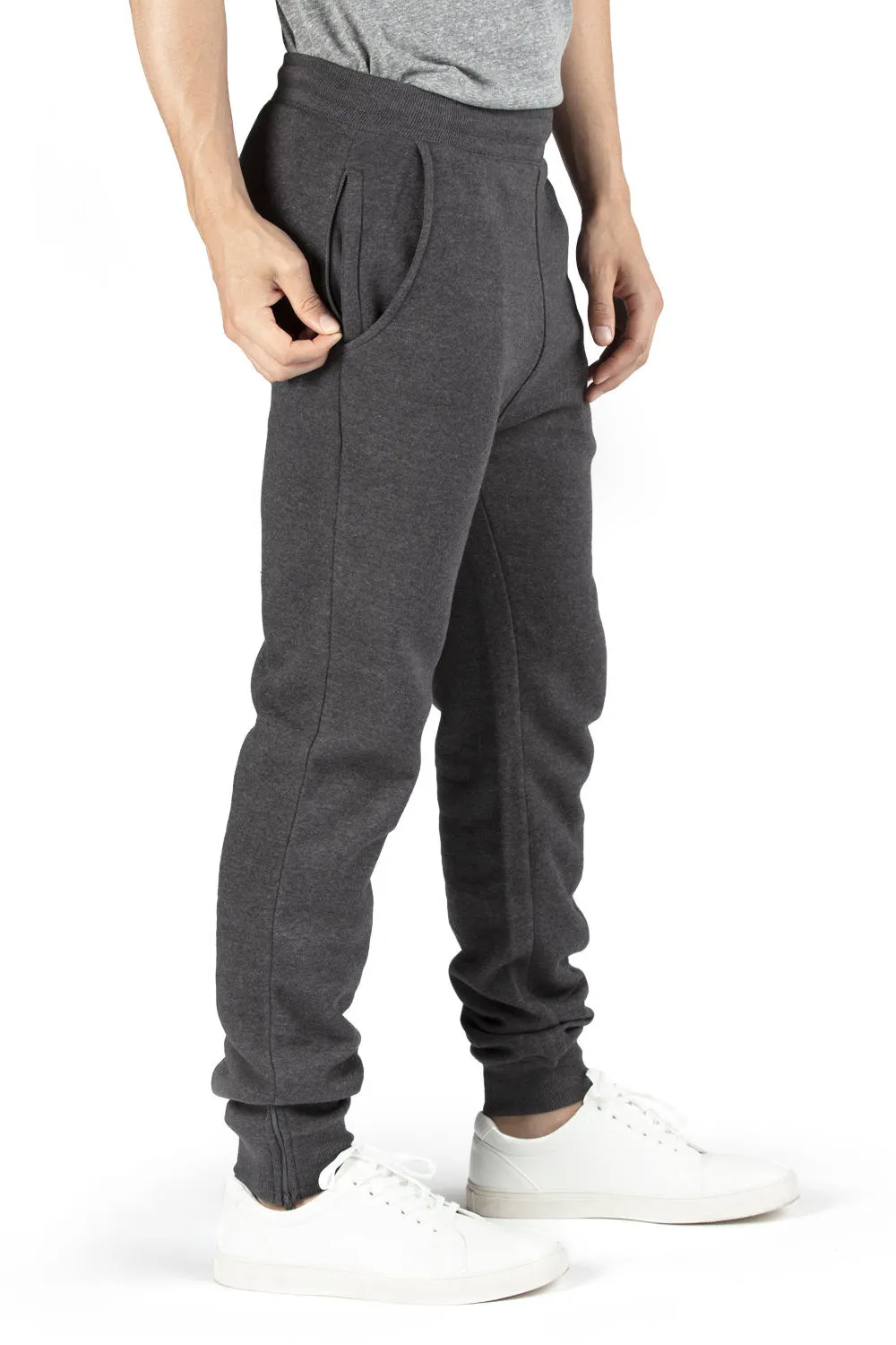 Threadfast Apparel Mens Ultimate Fleece Sweatpants w/ Pockets - Heather Charcoal Grey