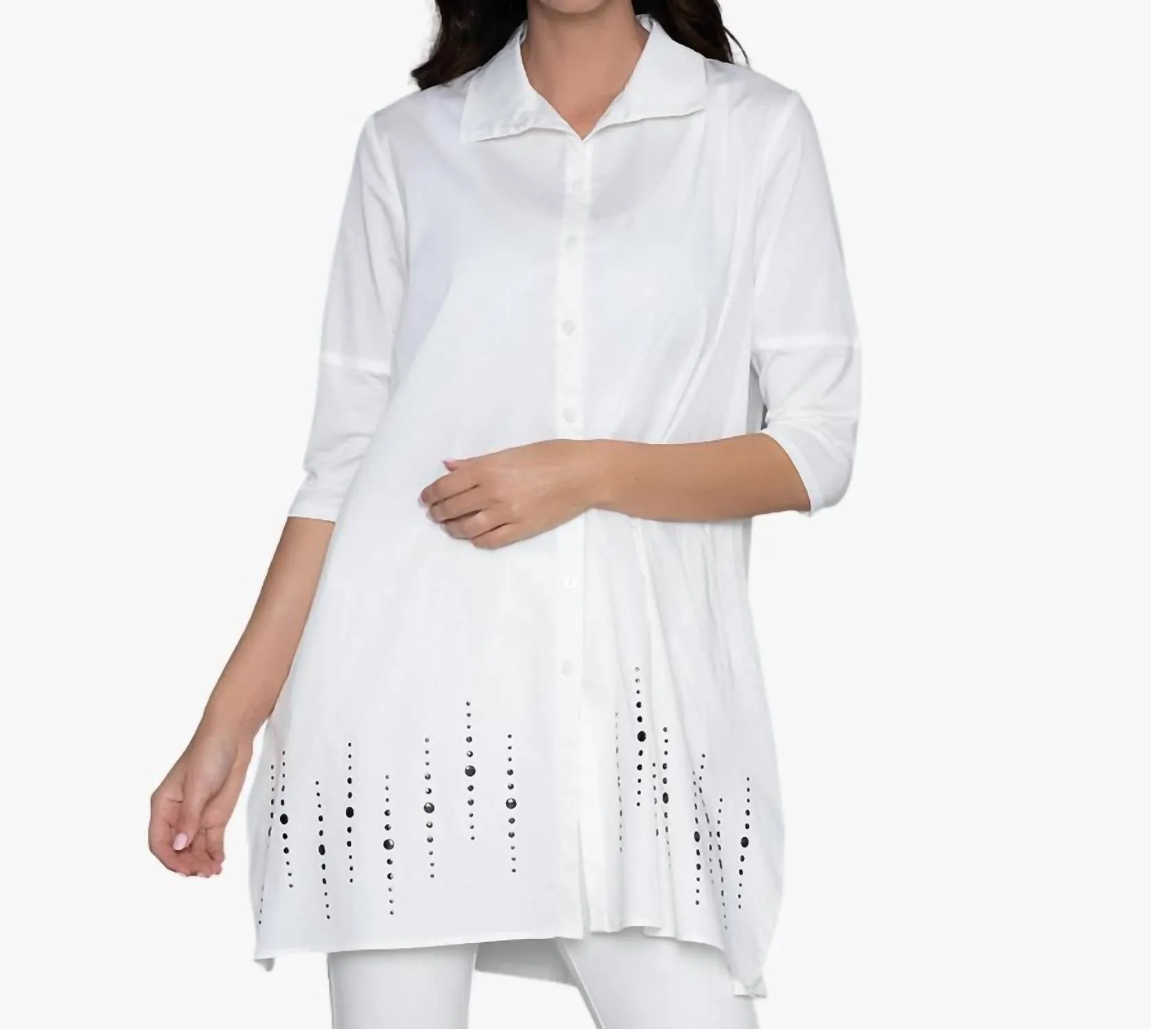 Tiburon Icon Studded Tunic In Soft White Stud
