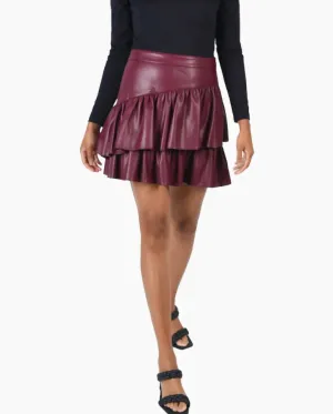 Tierred Mini Skirt In Burgundy
