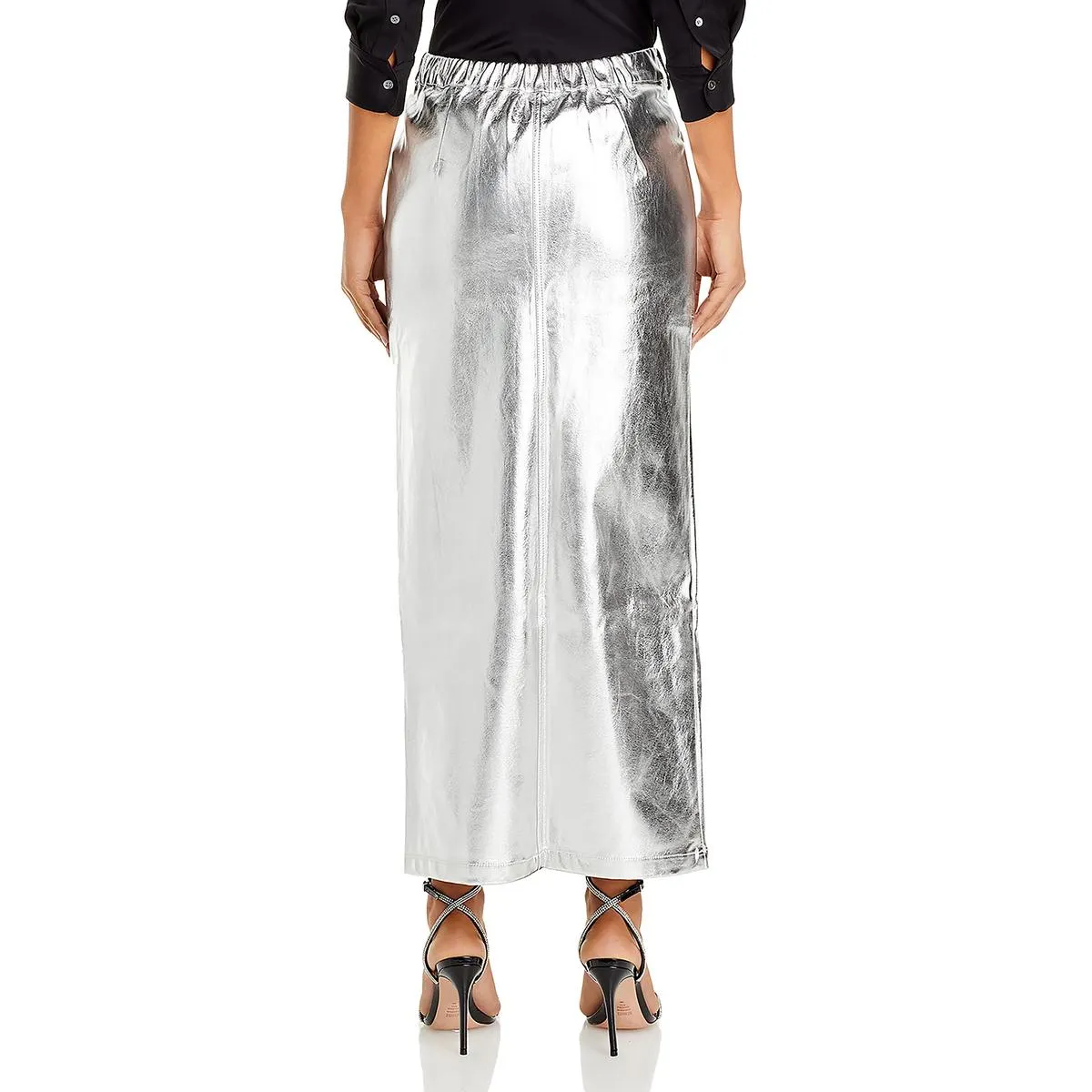 Tinsley Womens Vegan Leather Long Denim Skirt