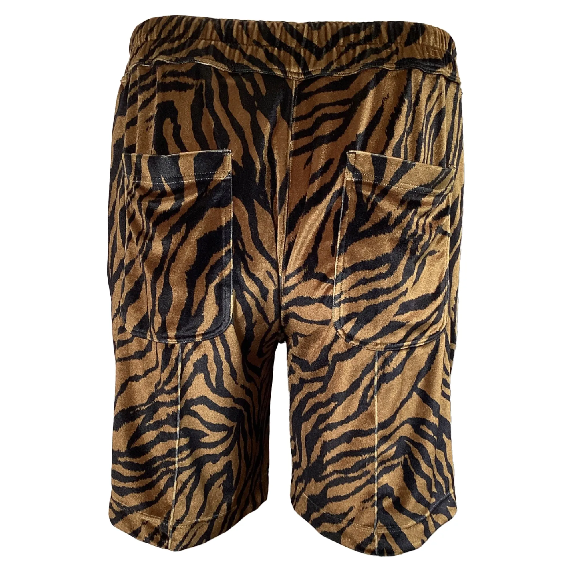 Tom Ford Velvet Drawstring Shorts in Animal Print Polyester