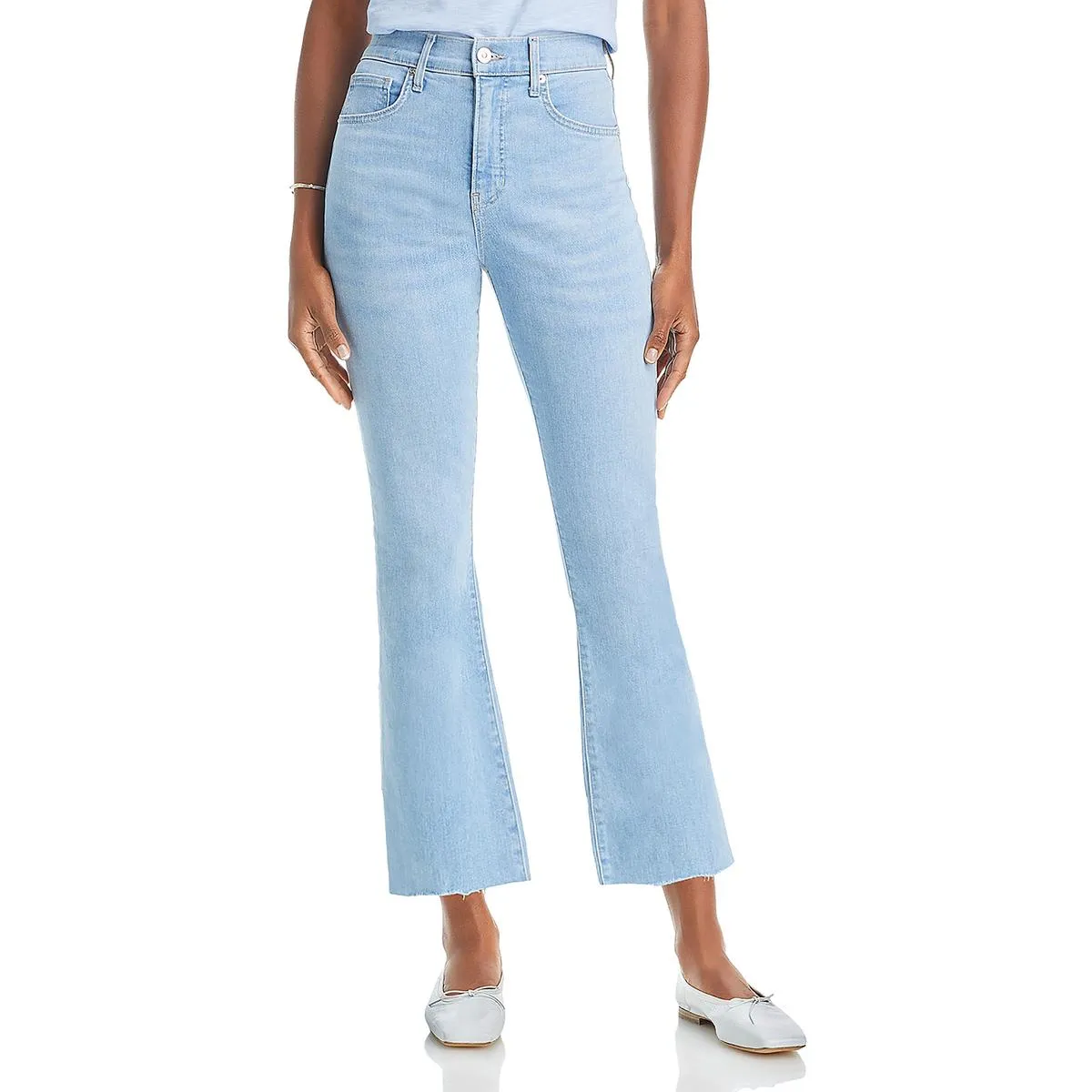 Veronica Beard Womens Raw Hem Flare Leg Cropped Jeans