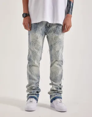 WAIMEA Geometric Frayed Jeans