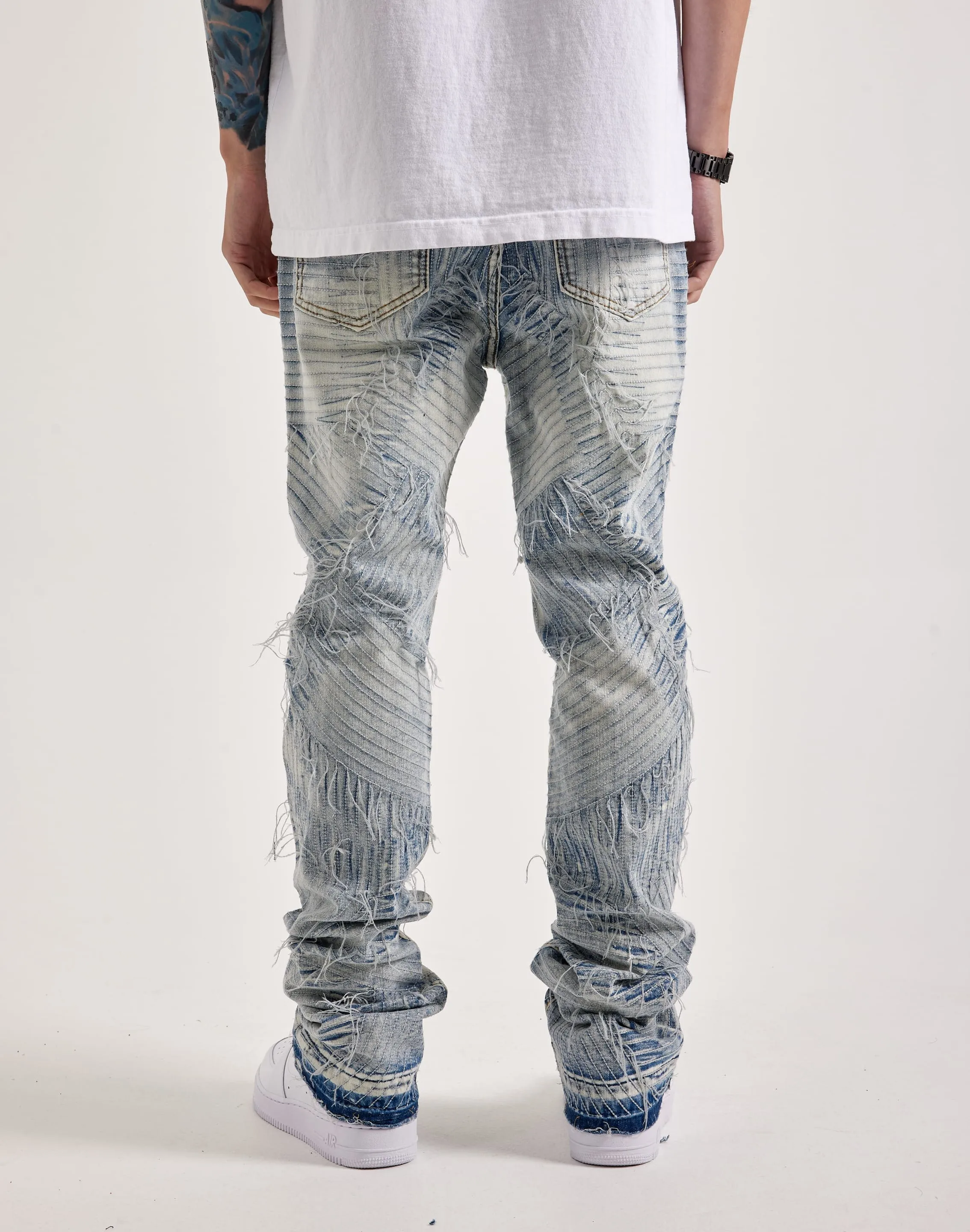 WAIMEA Geometric Frayed Jeans