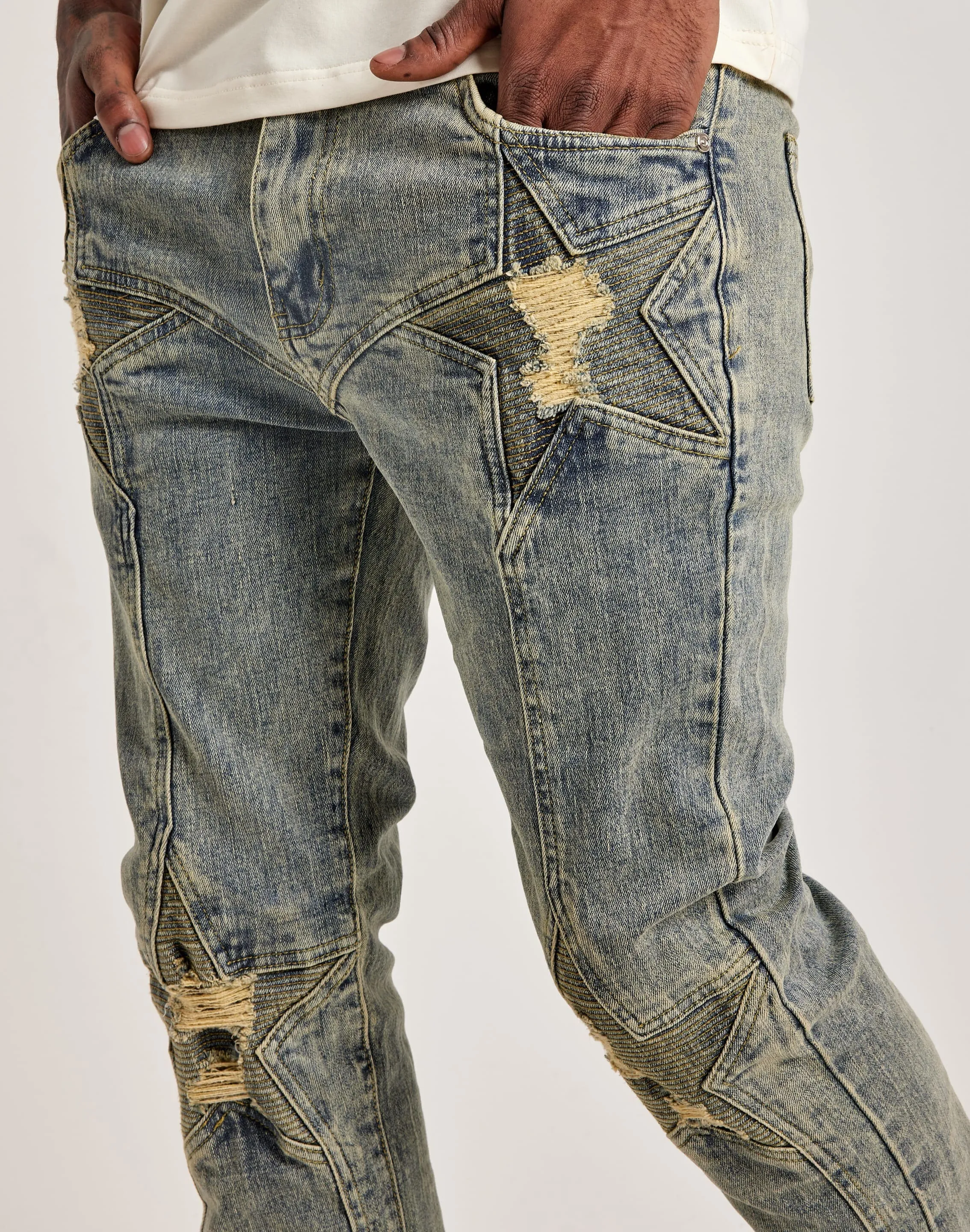 WAIMEA Stacked Moto Star Jeans